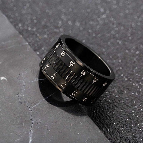 Anneau Rotatif Créatif d'Objectif de Caméra Pour Hommes Femmes Acier Inoxydable 316L Industriel Punk Décompression Bijoux Cadeau