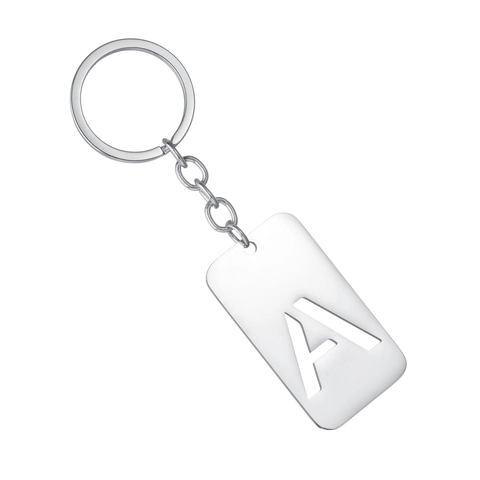 Portachiavi in Acciaio Inossidabile con Alfabeto Traforato Ciondolo a Lettera Minimalista Anello Portachiavi in Metallo Argento per Uomo Donna Accessori per Borse Auto Regalo