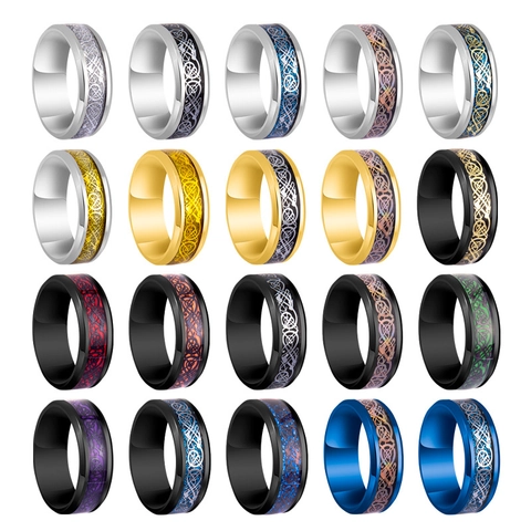 Vintage Celtic Dragon Pattern Titanium Steel Ring For Men Women Electroplated Punk Gothic Fashion Jewelry Band Ring Gift