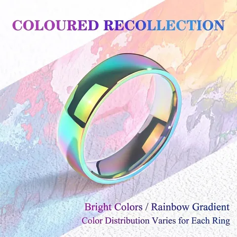 Anello In Acciaio Al Titanio Iridescente Per Uomo Arcobaleno Minimalista Semplice Fascia Gioielli Alla Moda Regalo Per Studente Fidanzato