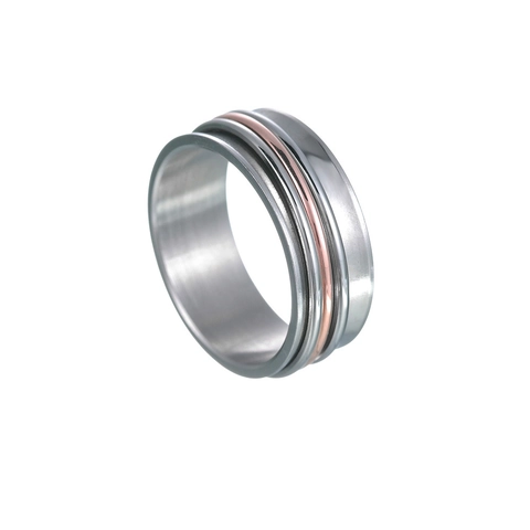 Concave Three Color Triple Spinner Ring For Men Women Stainless Steel Rotatable Band Relief Stress Fashion Unisex Jewelry