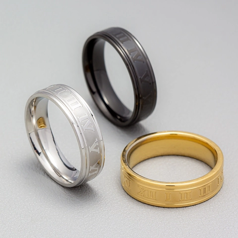 Titanstahl Römische Zahlen Ring Minimalistisches Nischendesign Unisex Zeigefingerband Trendiger Industriestil Mode Schmuck Geschenk