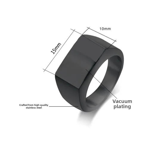 Minimalist Titanium Steel Signet Ring For Men Women Square Flat Top Brushed Polished Stainless Steel Rings Punk Jewelry