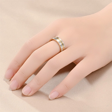 Minimalistischer Zweifarbiger Gebürsteter Ring Aus Titanstahl Für Damen Und Herren Mode Geometrischer Runder Fingerring Schmuck