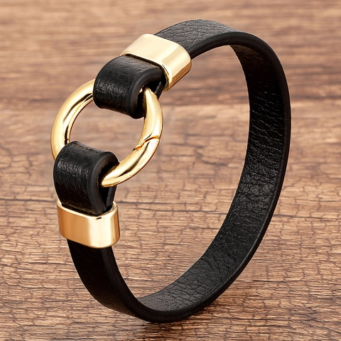 Minimalistisches Lederarmband Legierung Rundschnalle Retro Punk Mode Armreif Schmuck Für Herren Damen Unisex Alltag