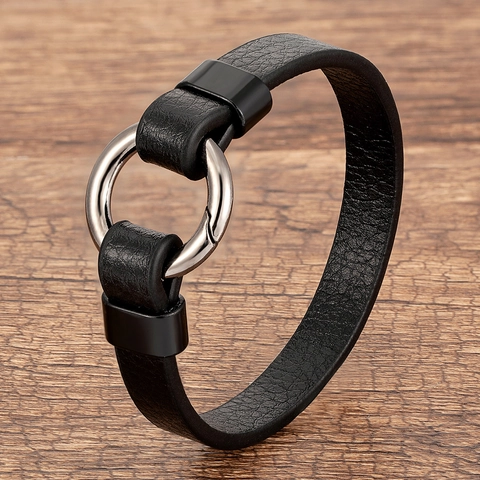 Minimalistisches Lederarmband Legierung Rundschnalle Retro Punk Mode Armreif Schmuck Für Herren Damen Unisex Alltag