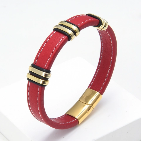Pulsera de Cuero Trenzado de Moda Con Cierre Magnético de Acero Inoxidable para Hombres Mujeres Accesorio de Joyería Casual