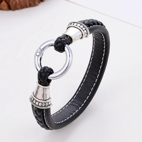 Herren Vintage Geflochtenes Lederarmband Legierung Metall Magnetverschluss Punk Bohemien Armreif Schmuck Geschenk Für Den Alltag