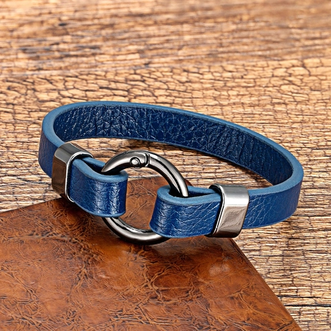 Pulsera de Cuero Vintage para Hombre Mujer Hebilla Redonda Aleación Patrón Tejido Joyería de Moda Regalo de Pareja