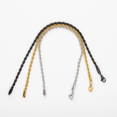 Unisex Minimalist Stainless Steel Rope Chain Bracelet Set 3 Colors Gold Silver Black Plated Fashion Jewelry For Women Men