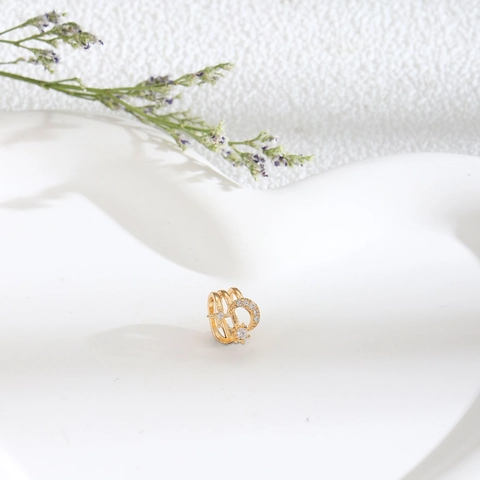 Clip per Anello al Naso Non Forato in Lega Zirconia Luna Stella Triplo Strato Forma a C Gioielli Creativi Donna