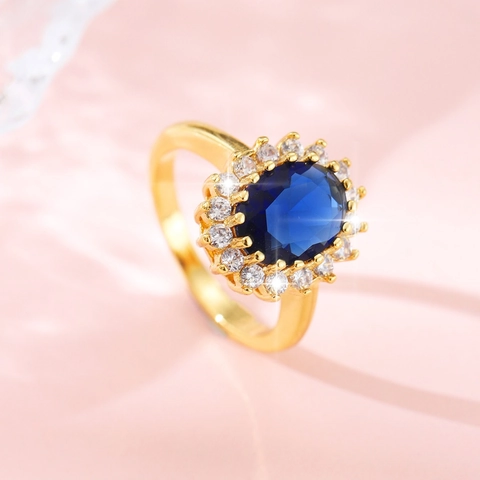 Luxury Royal Princess Ring Copper Zirconia Oval Gemstone Halo Ring For Women Wedding Party Elegant Fashion Jewelry Gift
