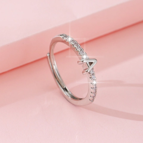 Anello Aperto Regolabile Con Lettera Iniziale Dell'Alfabeto Per Donna In Rame Zirconia Moda Personalizzata Gioielli Quotidiani
