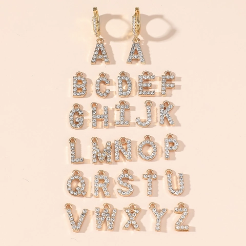 Luxus Alphabet Creolen Für Damen Legierung Zirkonia Eingelegt Buchstaben Ohrhänger Gold Silber Mode Pendeln Schmuck