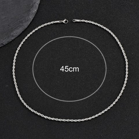 Collana a Catena a Corda in Acciaio Inossidabile per Uomo Donna Hip Hop Twist Design Minimalista Galvanizzato Gioielli