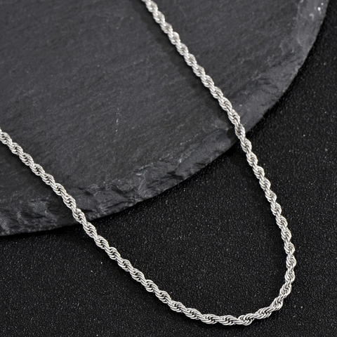 Collana a Catena a Corda in Acciaio Inossidabile per Uomo Donna Hip Hop Twist Design Minimalista Galvanizzato Gioielli