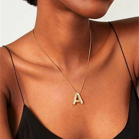 Fashion 3D Balloon Initial Letter Pendant Necklace For Women Copper Stainless Steel Electroplated Alphabet Name Clavicle Chain Jewelry