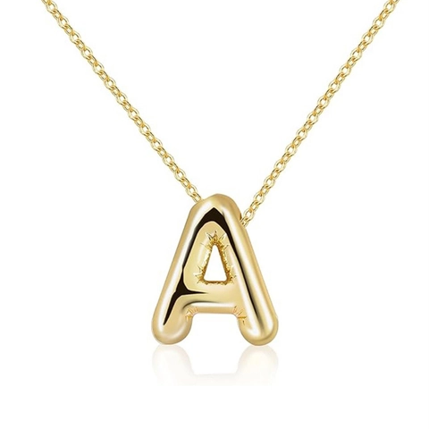 Fashion 3D Balloon Initial Letter Pendant Necklace For Women Copper Stainless Steel Electroplated Alphabet Name Clavicle Chain Jewelry
