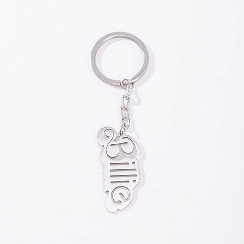 Portachiavi con Nome Billie in Acciaio Inossidabile Minimalista Ciondolo con Lettera Personalizzata Portachiavi Accessorio di Moda