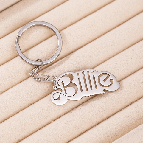 Portachiavi con Nome Billie in Acciaio Inossidabile Minimalista Ciondolo con Lettera Personalizzata Portachiavi Accessorio di Moda