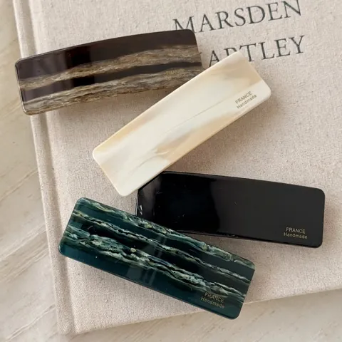 French Retro Rectangular Acetate Hair Clip Spring Clip Elegant Marbled Pattern Handmade Hair Accessories For Women Hair Styling