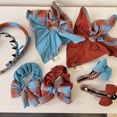Vintage Καρό Patchwork Λαστιχάκια Μαλλιών Φιόγκος Κλαμεράκια Υφασμάτινη Στέκα Χειροποίητα Λαστιχάκια Για Γυναίκες Κορίτσια Αξεσουάρ