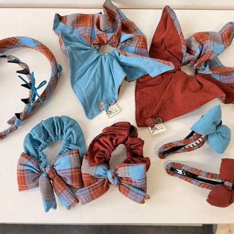 Vintage Καρό Patchwork Λαστιχάκια Μαλλιών Φιόγκος Κλαμεράκια Υφασμάτινη Στέκα Χειροποίητα Λαστιχάκια Για Γυναίκες Κορίτσια Αξεσουάρ
