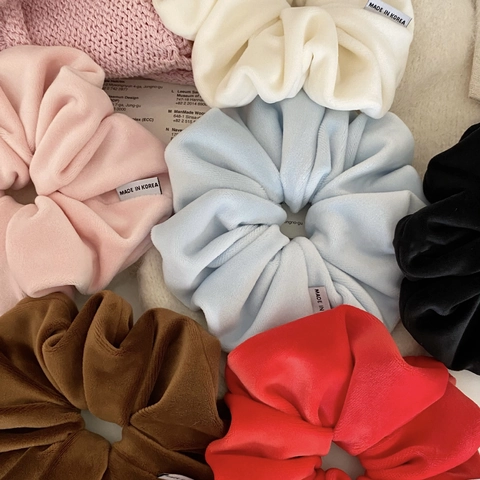 Korean Style Soft Cotton Velvet Large Scrunchies High Elastic Hair Ties Solid Color Hair Accessories Women Daily Use