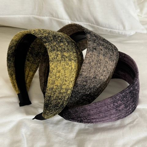 Diadema de Punto Ancha Estilo Hepburn Color Sólido Jaspeado Vintage Acanalada Accesorio para el Cabello Mujer Retro Antideslizante