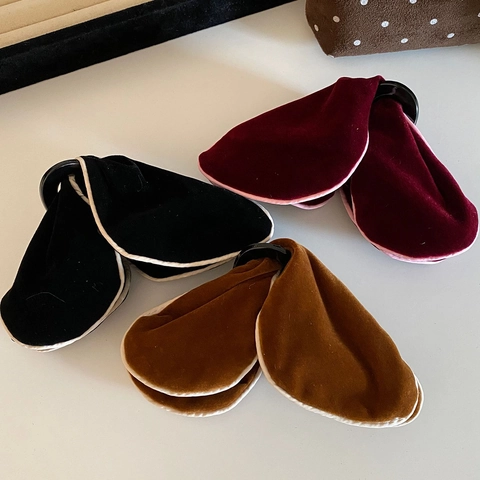 Pinza per Capelli in Velluto Vintage Stile Francese Con Bordo Bianco per Donna Elegante Clip a Squalo a Forma di Conchiglia