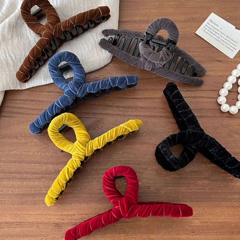 Pinza para el Pelo Vintage de Terciopelo Trenzado Color Sólido Mate para Mujer Accesorios para el Cabello Otoño Invierno