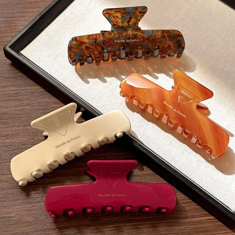 Pinzas Para El Cabello Rectangulares De Acetato Estilo Francés Minimalista Pinza De Tiburón Carey Para Mujer Accesorios Elegantes