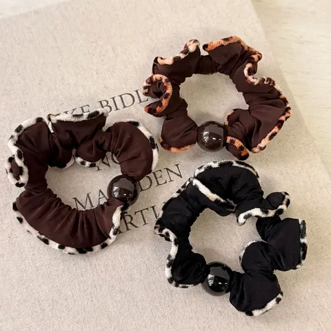 Elastico per Capelli Vintage con Stampa Leopardata e Perla Artificiale per Donna Cravatta per Capelli in Tessuto ad Alta Elasticità Accessori Moda