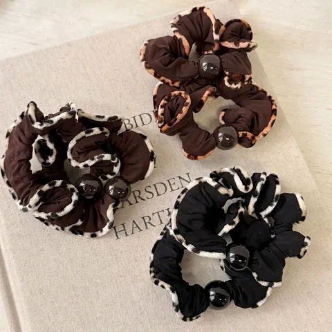 Elastico per Capelli Vintage con Stampa Leopardata e Perla Artificiale per Donna Cravatta per Capelli in Tessuto ad Alta Elasticità Accessori Moda