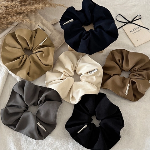 Scrunchies de Tela de Color Sólido Hechos a Mano Gomas de Pelo Grandes Minimalistas Accesorios de Moda para el Cabello para Mujer Diario