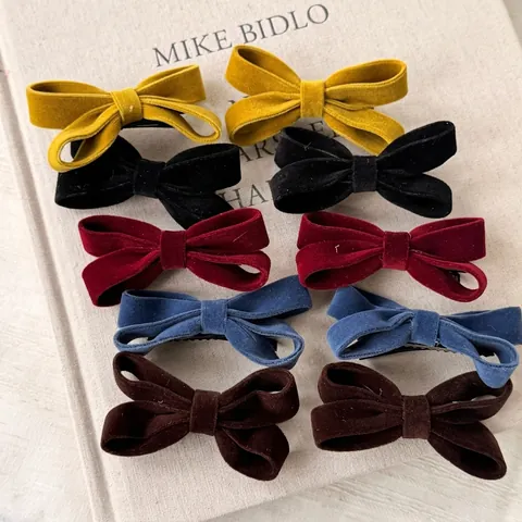 Pinzas para el Pelo con Lazo de Terciopelo Dulce Retro para Mujer Horquillas de Mariposa Elegantes con Capas Pinza para Flequillo Versátil Accesorios para el Cabello de Moda