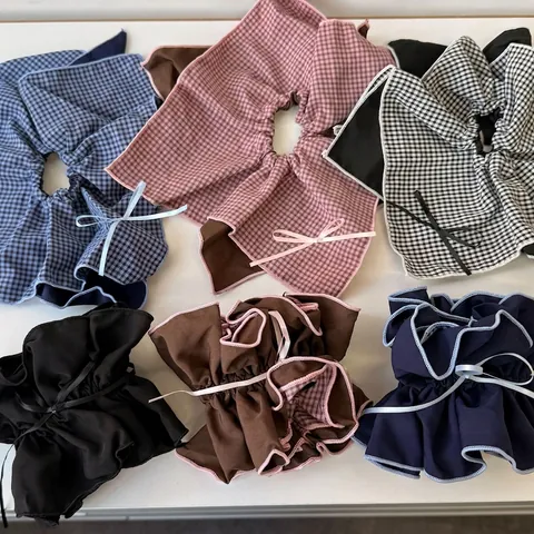 Style Académie Nœud à Étages Plaid Tissu Scrunchies Doux Grand Nœud Papillon Corde à Cheveux pour Femmes Accessoires Cheveux