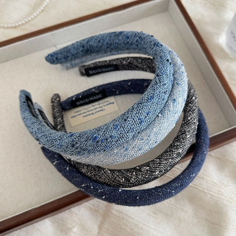 Koreanischer Stil Tweed Gepolstertes Stirnband Für Damen Vintage Stoff Haarband High Top Schwamm Dickes Stirnband Herbst Winter Haarschmuck