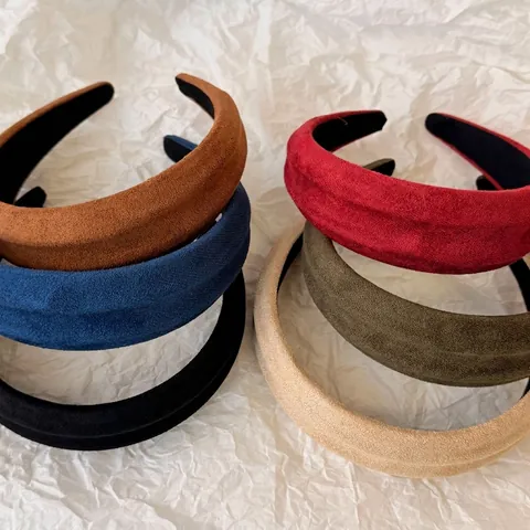 Diadema Acolchada de Tela de Gamuza Sintética Vintage para Mujer Ancha Color Sólido Banda de Pelo de Esponja Suave Accesorios