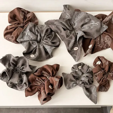 Scrunchie in Tessuto con Stampa Paisley Vintage per Donna Elastici per Capelli con Fiocco Retrò Accessori per Coda di Cavallo