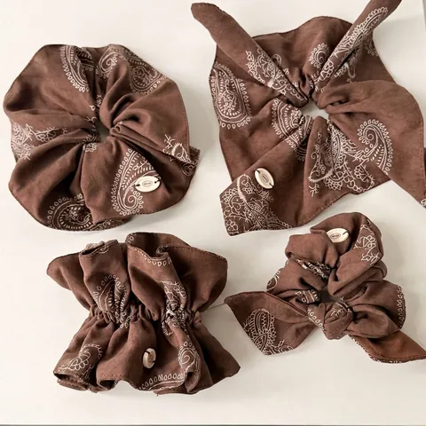Scrunchie in Tessuto con Stampa Paisley Vintage per Donna Elastici per Capelli con Fiocco Retrò Accessori per Coda di Cavallo