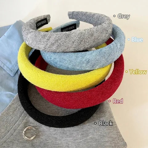 Diadema de Esponja Engrosada para Mujer Color Sólido Tejido de Punto Copa Alta Esponjoso Antideslizante Accesorio de Peluquería