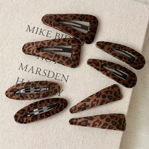 Vintage Leopardenmuster Plüsch BB Haarspange Metall Druckknopf-Spange Für Damen Herbst Winter Elegantes Leoparden-Design Haarschmuck