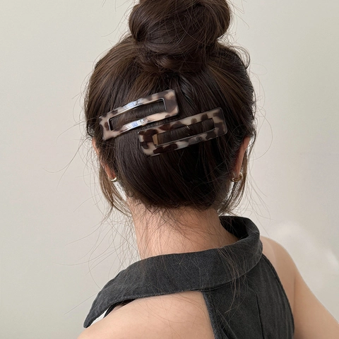 Vintage Acetat Leopardenmuster Haarspange Rechteckig Hohl Schildpatt BB-Clip Geometrische Seitenhaarnadel Für Damen Mode Schmuck