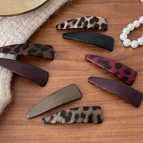 Fermagli Per Capelli Con Stampa Leopardata Rivestiti In Pelle Clip BB Triangolari Per Donna Forcine Laterali Vintage Accessori Per Capelli Alla Moda