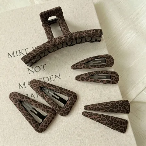 Mollette Per Capelli Vintage Con Stampa Leopardata Rivestite In Tessuto Clip BB Geometriche E Mollettone Grande Per Donna Autunno Inverno Stile Coreano Accessori Per Capelli