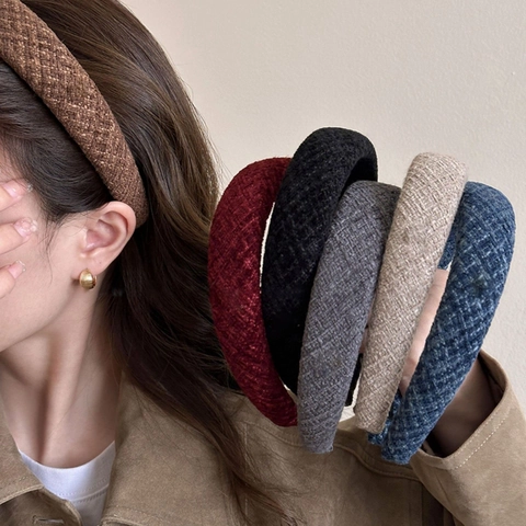Vintage Hartpatroon Gevoerde Dikke Haarband Dames Retro Brede Stof Haarband Handgemaakt Elegant Haaraccessoires