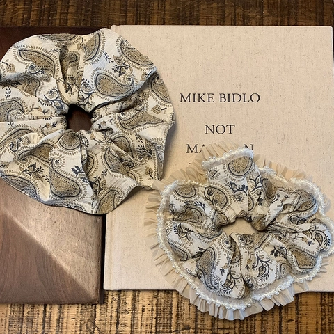 Scrunchie Vintage Paisley per Donna Bohémien Retro Elastico per Capelli Con Finitura in Pizzo Perla Artificiale Elegante Gioielli