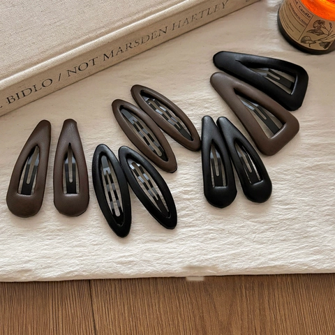 Fermagli per Capelli Vintage in Pelle a Triangolo e Ovali per Donna Fermagli a Scatto in Pelle Minimalista Accessori per Capelli Retro