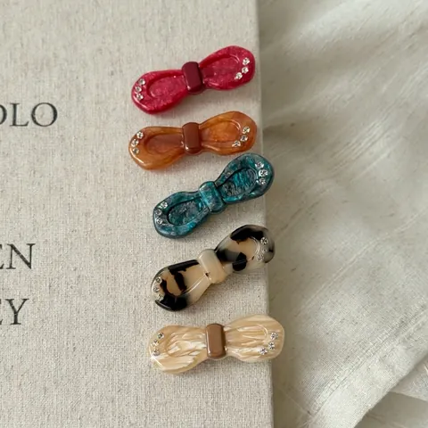 Dolce Fermaglio per Capelli a Fiocco in Acetato Con Strass Effetto Marmo Clip a Becco d'Anatra Vintage per Natale Donna Gioielli